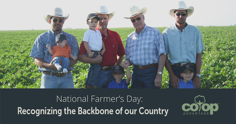 Generational farming family in field